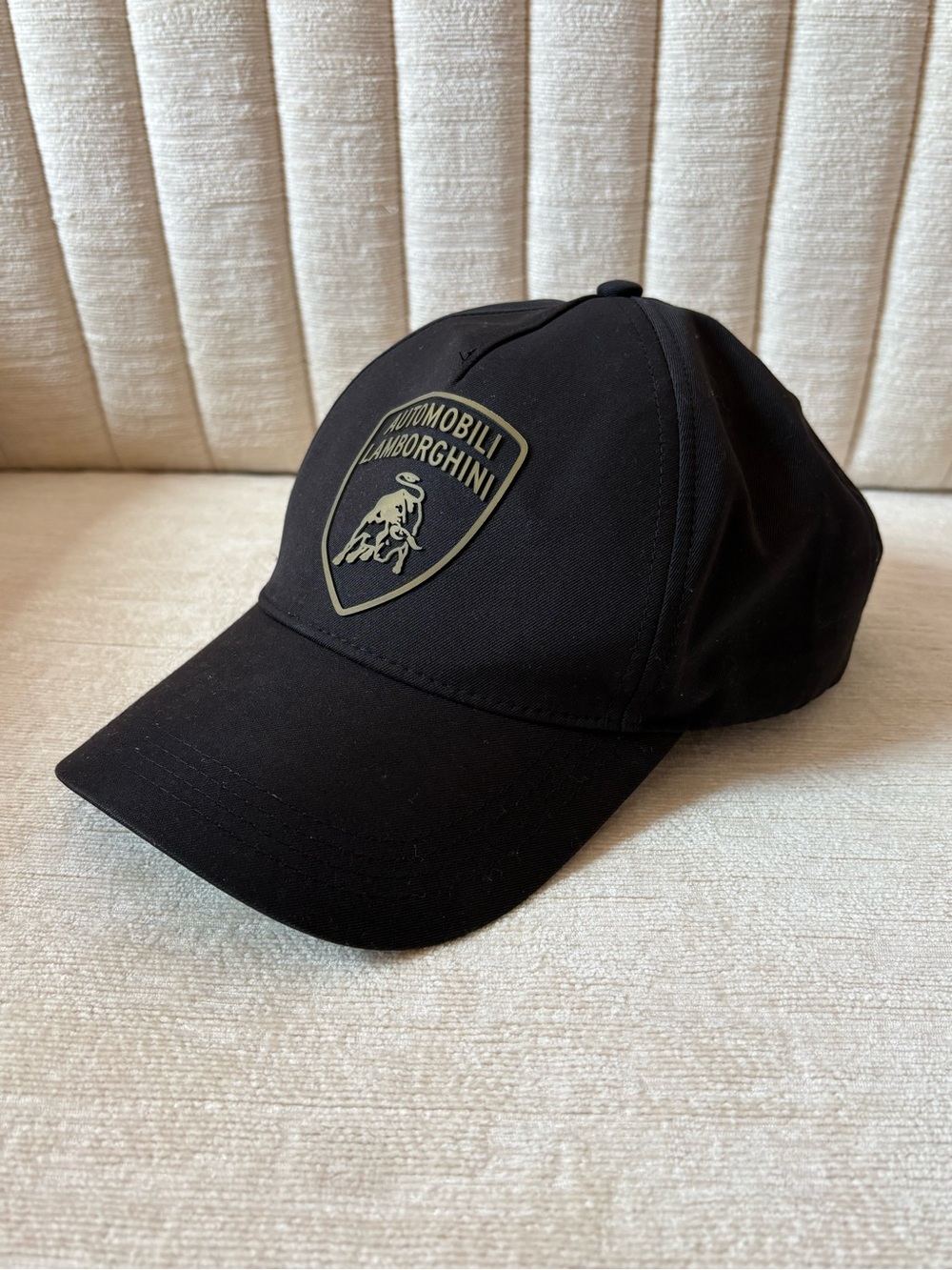 Automobili Lamborghini Black Shield Logo Adjustable Baseball Cap Made in Taiwan
